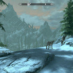 Hunter and Dog and the View of Bleak Falls Barrow