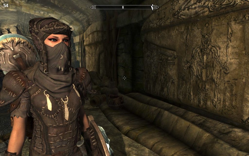 Shenner in Shadowed Netch Leather Armor in Gyldenhul Barrow