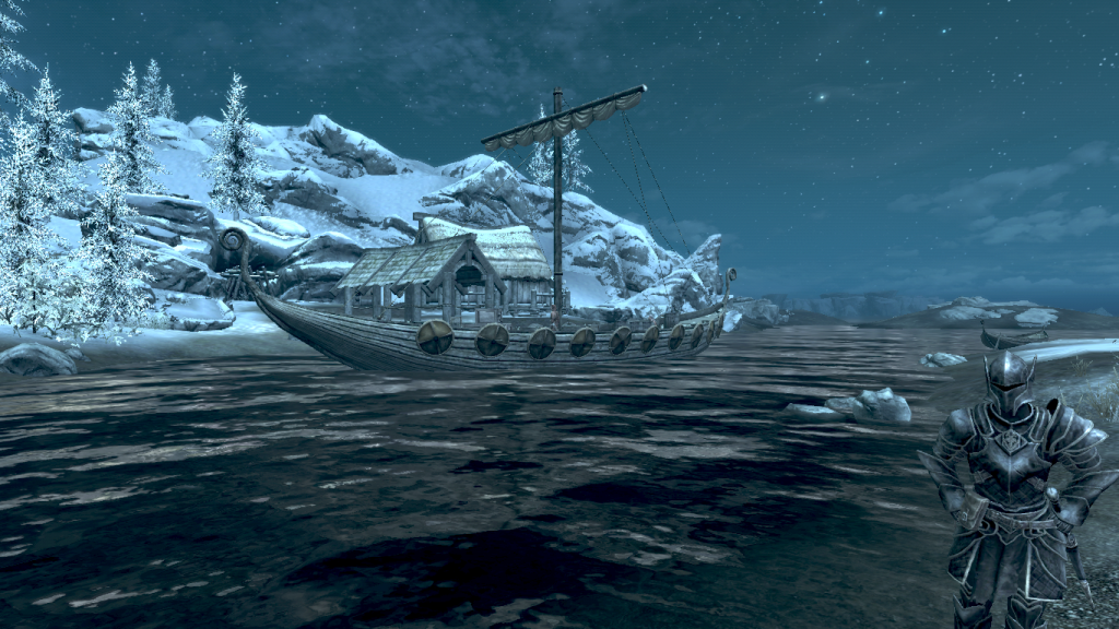 Fishing Scenery in Dawnstar, Nighttime and Clear