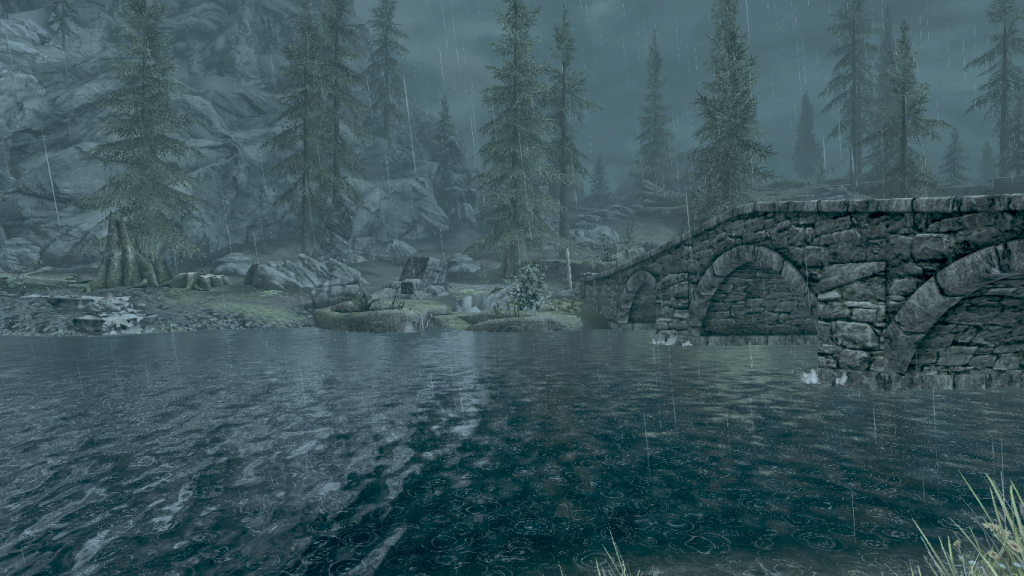 Fishing in Riverwood, Nighttime and Rainy