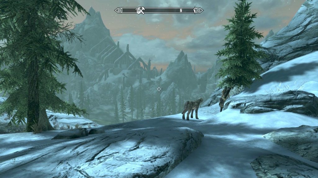 Hunter and Dog and the View of Bleak Falls Barrow